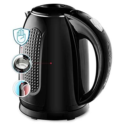 OVENTE Portable Electric Kettle Stainless Steel Instant Hot Water Boiler  Heater 1.7 Liter 1100W Double Wall Insulated Fast Boiling with Automatic  Shut Off for Coffee Tea & Cold Drinks, Black KD64B 