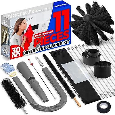 Jandel 2 Pack Dryer Cleaning Kit General Vacuum Hose Attachment Flexible and 30 inch Flexible Dryer Vent Cleaning Brush and Refrigerator Coil Brush, Size