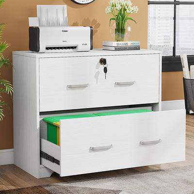 2-Drawer Lateral File Cabinet with Lock, Large Wood Filing Cabinet