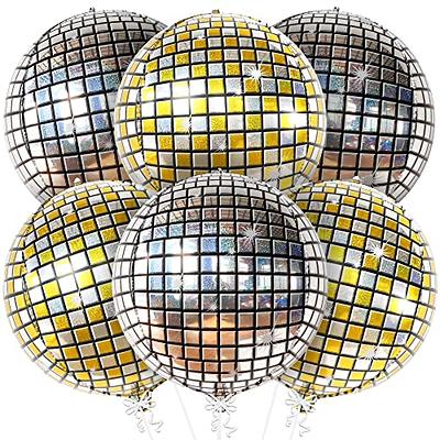 KatchOn Silver and Gold Disco Ball Balloons - 22 Inch, Pack of 6, Disco  Party Decorations, 4D Metallic Silver Disco Balloons, 80s Decorations