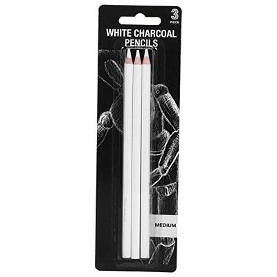 6Pcs White Charcoal Pencil Drawing Set Soft & Medium Sketching