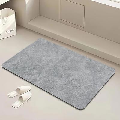 Cosilyt 1/10 Inch Ultra Thin 24×35 Large Abstract Grey Bathroom Rugs Fit  Under Door Quick Dry Super Water Absorbent Mat, Rubber Non Slip Microfiber