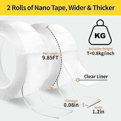 Double Sided Tape Heavy Duty, 9.85 ft Length x 1.18 inch Width, Multipurpose Removable Mounting, Adhesive Strips Strong Sticky Wall,Washable and