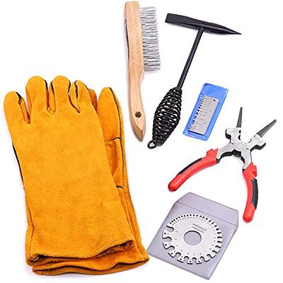 Swpeet 4Pcs 10 Inch Scratch Wire Brush Welding Hammers Slag Removal Tool  with Welding Gloves,10 Inch Welding Chipping Hammer with Stee