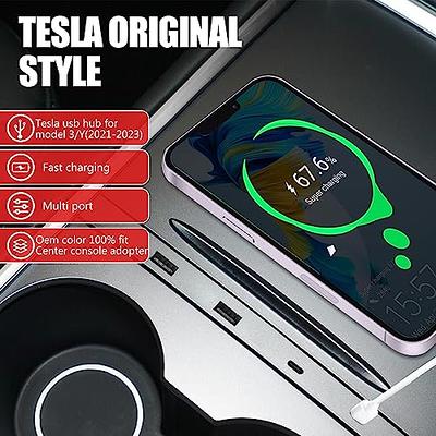 NNET Tesla Center Console USB Charging Cable Organizer, USB Hub for Tesla  Model 3 and Model Y 2017-2021 2022 Charging Data Cable Hole Hub Storage