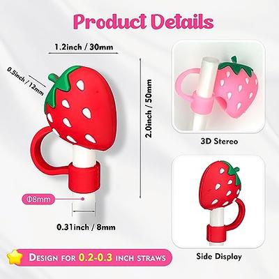 Healeved 2pcs Strawberry Straw Cover straw toppers for tumblers strawberry  straw topper drinking straw protector drink straws caps cocktail garnish