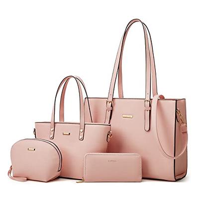 Women Fashion Synthetic Leather Handbags Tote Bag Shoulder Bag Top Handle  Satchel Purse Set 4pcs