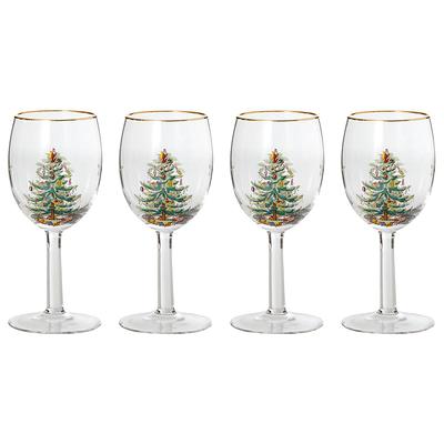 Spode Christmas Tree Set of 4 Wine Glasses