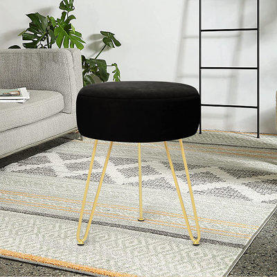 Velvet Soft Modern Vanity Stools -Pleated Round Footrest Stool