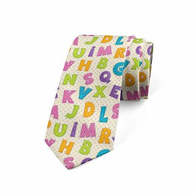 Ambesonne Men's Tie, Letters Alphabet ABC, 3.7