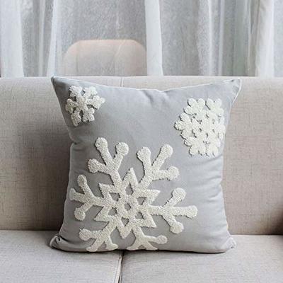 Elife Soft Square Christmas Snowflake Home Decorative Canvas Cotton  Embroidery Throw Pillow Covers 18x18 Cushion Covers Pillowcases for Sofa  Bed Chair (1 Pair, Grey) - Yahoo Shopping