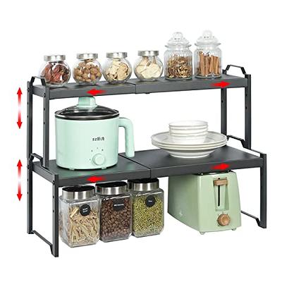 NEX Metal Kitchen Shelf Organizer for Cabinet Counter Cupboard Pantry,  Stackable & Expandable, Dark Silver