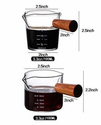 Wooden Handle Double Spout With Scale Milk Cup Coffee Ounce