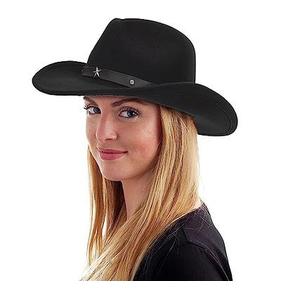 LIDHAY Classic Western Cowboy Cowgirl Hat for Women and Men Felt Wide Brim  Fedora Hats with Belt Buckle 6 Camel - Yahoo Shopping