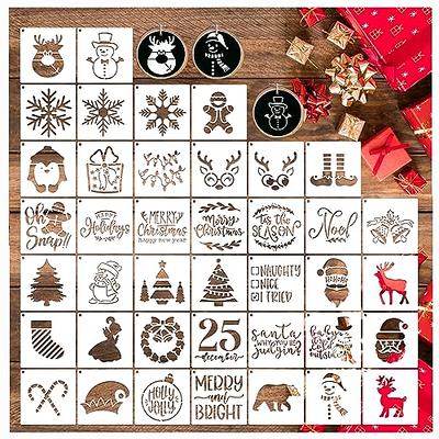 40 Pcs Small Christmas Stencils Reusable 3x3 Inches Holiday Xmas