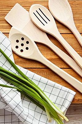 ECOSALL Healthy Wooden Spoons For Cooking Set of 6. Safe and Reliable  Cooking Utensils for Kitchen – 100% Natural Nonstick Wood Spatula Spoon For