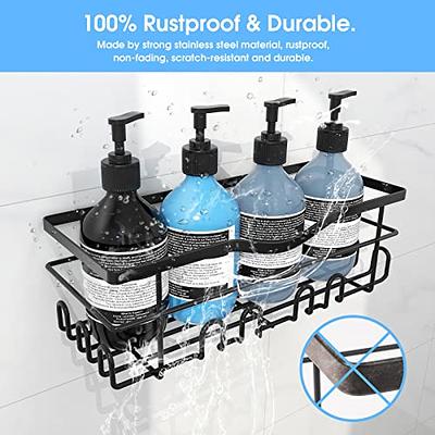 Black Stainless Steel Bathroom Adhesive Shower Caddy Shelf with Soap Holder