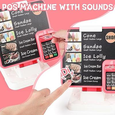 deAO Ice Cream Toy Play Store for Kids, Cash Register Toy Ice Cream Counter  Playset with Ice Cream Maker Machine, Pretend Play Kitchen Accessories