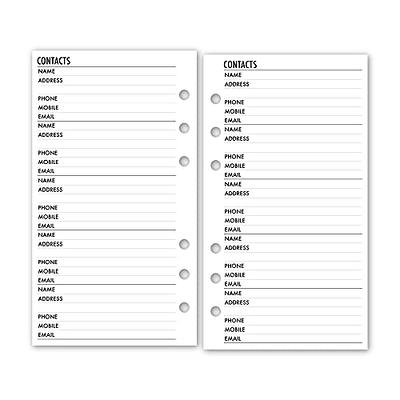 Printed Personal size Contacts & Address planner inserts | 10 double sided  pages | for medium Kikki K or Filofax | planner refill MM agenda