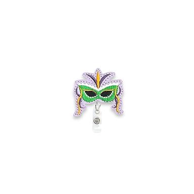 Mardi Gras Mask Badge Reel, Retractable Reel Topper