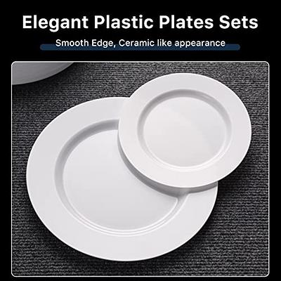 60PCS White Plastic Plates - Heavy Duty White Disposable Plates for  Party/Wedding - Include 30PCS 10.25inch White Dinner Plates and 30PCS  7.5inch White Dessert/Salad Plates