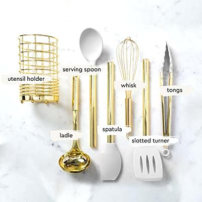 Styled Settings Black and Gold Kitchen Utensils with Stainless Steel Gold Utensil Holder -18 PC Black and Gold Cooking Utensils Set Includes