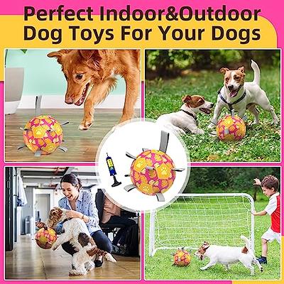 Dog Toys Soccer Ball with Grab Tabs, Interactive Dog Toys for Tug of War,  Puppy Birthday Gifts, Dog Tug Toy, Dog Water Toy, Durable Dog Balls for  Medium & Large Dogs-Pink(8 Inch)