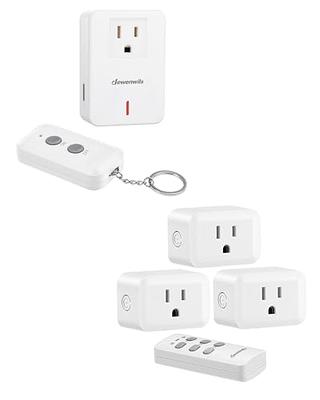 BN-LINK Wireless Remote Control Outlet Switch for Household Appliances, Wireless  Remote Light Switch, LED Light Bulbs, White (2 Remotes + 5 Outlets)  1250W/10A 