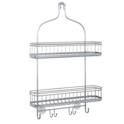 Dracelo 12.6 in. W x 4.7 in. D x 28.2 in. H Silver Shower Head Caddy, Rustproof Bathroom Shower Shelf Organizer