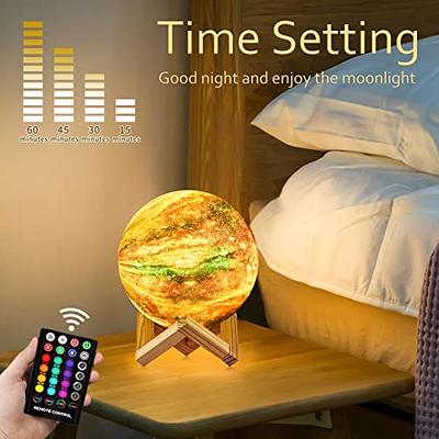 Moon Lamp, 16 Colors 3D Printed Moon Lights Kids Night Light with Stand,  Time Setting, Remote & Touch Control, USB Rechargeable, Birthday Gifts for