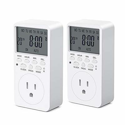 BN-LINK Digital Timer Outlet Indoor,24 Hour Light Timer Easy  Programmable,Mini 2 Prong Plug in Timers for Electrical  Outlets,Lamps,Fans,2 On/Off