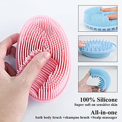 2 In 1 Bath And Shampoo Brush, Silicone Body Scrubber For Use In