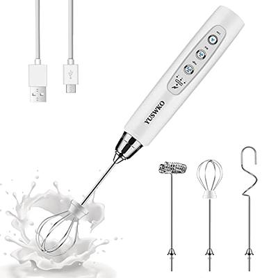 Handheld Milk Frother With Two Heads - USB Rechargeable Battery