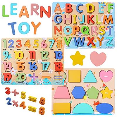 Wooden Puzzles for Toddlers, Voamuw Alphabet Number Shape Learning