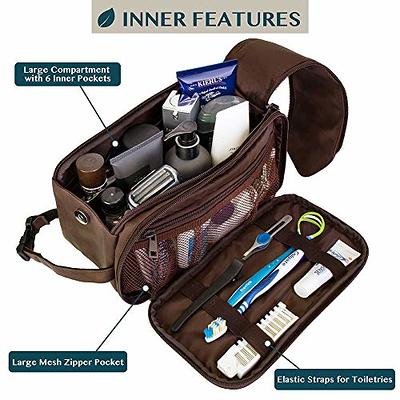 Toiletry Bag For Men/ Makeup Organizer for Women Travel Cosmetics Kit Bag-Water-Resistant  Shaving Bags Portable Pouch for Toiletries with Large Capacity(Brown)