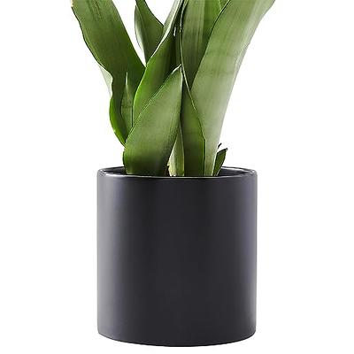 Mozing 2 Pack Ceramic Plant Pots Indoor - Set 4.8 + 6 inch Planter Pot with  Drainage Hole (Black) 