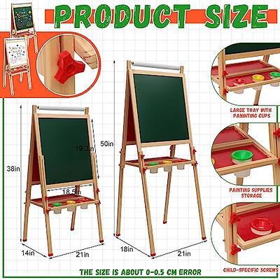  Kids Easel with Paper Roll Wooden Art Easel with Chalkboard &  White Board Painting Accessories Storage Tray Double-Sided Board Height  Adjustable : Toys & Games