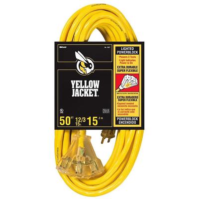 50 ft. x 12/3 Gauge Multiple Outlet Extension Cord with Indicator Light,  Yellow/Black