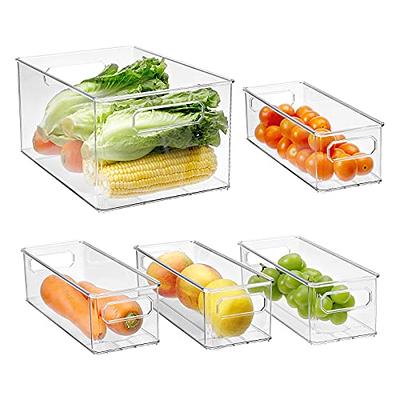 Refrigerator Food Storage Containers Cutout Handle Clear Pantry