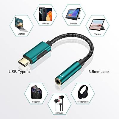 USB C to 3.5mm Headphone Jack Adapter with DAC Chipset, Nylon Braided Type  C/USB C to 3.5mm Audio Adapter for Motorola Moto Z Series (Black)