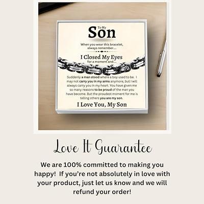 1 Pcs to My Son Bracelet from Mom with Inspirational Love Quotes, Birthday Gifts, Graduation Gift from Mom and Dad, Thanksgiving Christmas Gift to