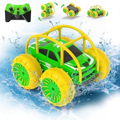 Remote Control Car Boat Truck- Amphibious 4WD Stunt Cars 2.4Ghz Rotating  360° Offroad All Terrain RC Vehicle Water Land Monster Truck for Kids 3 4 5  6 7 8 Years Old 