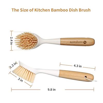 SUBEKYU Bubble Up Bamboo Dish Brush Set with Soap Holder, Wooden Dish  Scrubber with Soap Dispenser, Natural Kitchen Scrub Brush, Washing  Pot/Pans/Cast