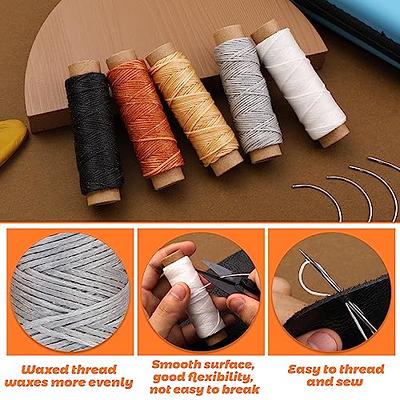 Tikjiua Leather Sewing Kit with 492ft Leather Needle Thread, Waxed