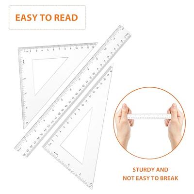 Geometry Plastic Ruler Set, Clear 12 Inch/ 30 Cm Straight Ruler, Triangle