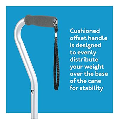 Carex Aluminum Offset Cane with Soft Cushioned Handle - Adjustable Walking  Cane for Men and Women - Silver Color