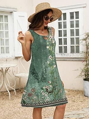 Sundresses for Women 2023 Summer Dresses Beach Floral Tshirt