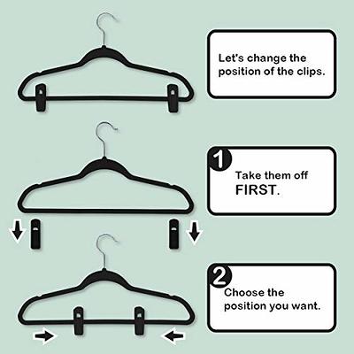 Tinfol Black Plastic Hanger Clips for Hangers, 40 Pack Pants Hanger Clips, Strong Pinch Grip Clips for Use with Slim-Line Clothes Hangers, Finger