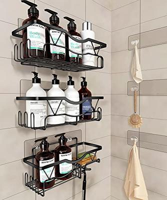 longzon Shower Caddy with 6 Traceless Adhesive, 3 Pack Shower Organizer, No  Drilling Stainless Steel Shower Shelf, for Bathroom Suction Cup Storage  Rack Shelves Black - Yahoo Shopping