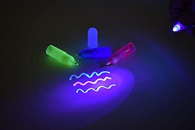 DirectGlow 12 Invisible Ink Markers & 4 UV LED Lights UltraViolet